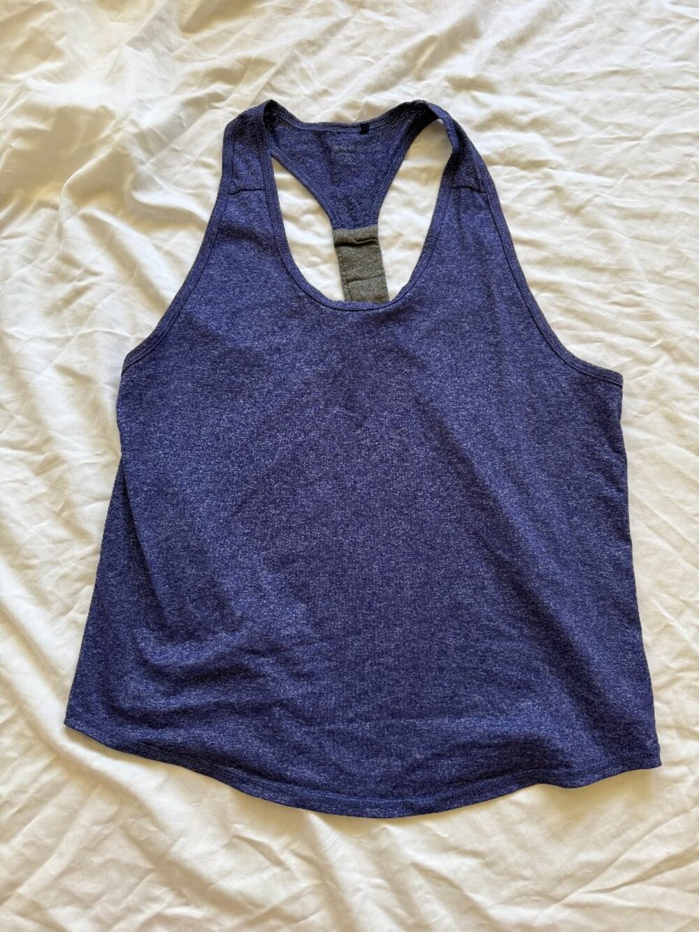 Purple Heathered Racerback Tank Top Open Back Athletic Workout Shirt